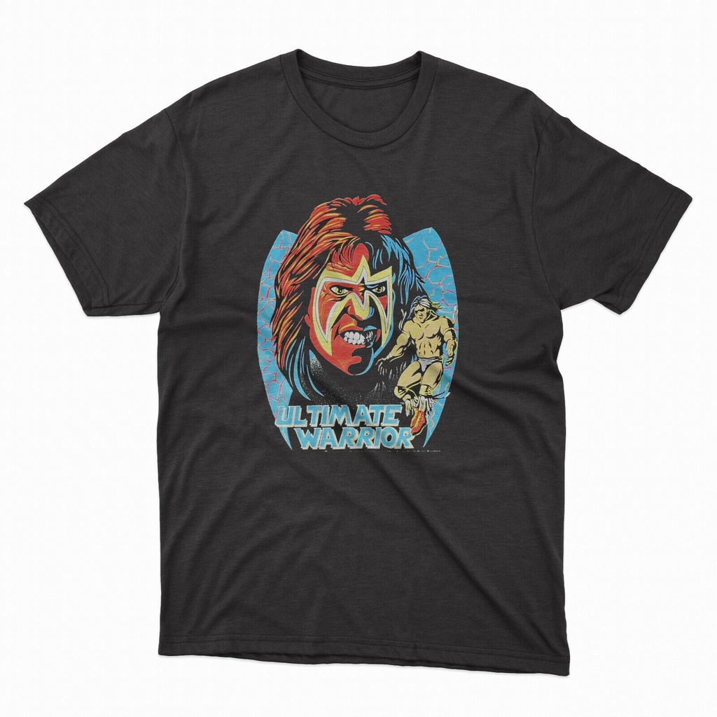 เสื้อยืด Ultimate Warrior Wwf เสื้อสีดํามวยปล้ํา