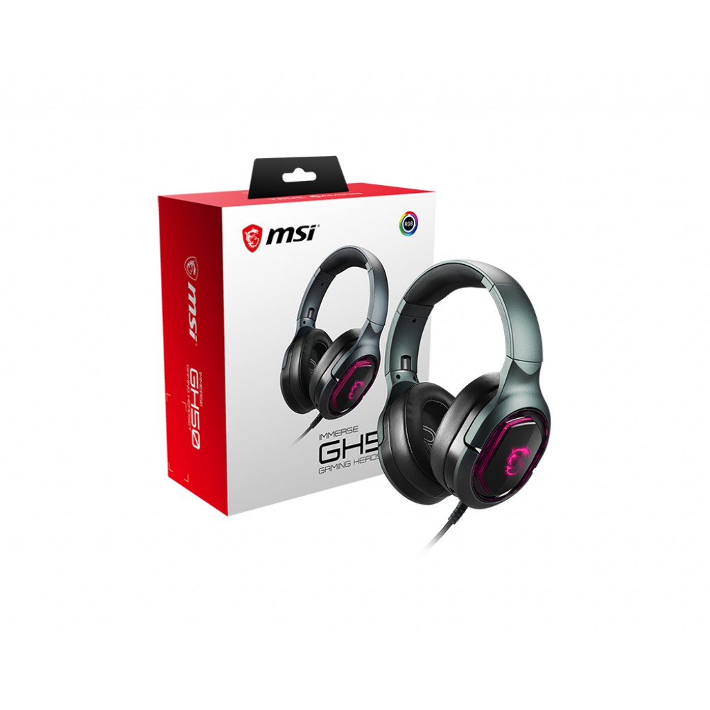 MSI Immerse GH50 7.1 Surround Sound RGB Mystic Light Metal Construction Foldable Headband Design Gaming Headset