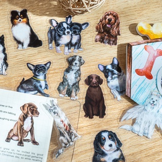 PET Stickers Dog Friendly Club Series Cartoon Cute Pets Crystal Ink Handbook Stickers 6 models