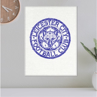 โปสเตอร์ ผ้าแคนวาส ตราสโมสร Leicester City เลสเตอร์ ซิตี้ ลายเส้นปากกาหมึกน้ำเงิน ภาพวาดสเก็ตช์