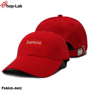 🚀 EMS พร้อมส่ง 🚚 หมวกแก๊ปผ้า Supreme แบบเข็มขัด สีแดง F5Ah15-0612