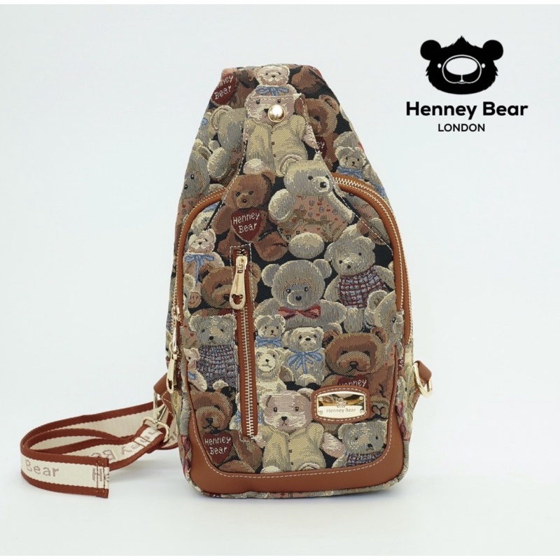 Henneybear - H060 Teddy Bear กระเป๋าคาดอก 2ซิบ แฟชั่นสุดๆ ช่องใส่เยอะ
