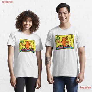 loylaiya KEITH HARING คีธ แฮริ่ง เสื้อพิมพ์ลาย Dj Keith Essential T-Shirt แนวสตรีท เสื้อยืดผู้หญิง เสื้อยืดผู้ชาย เสื้อค