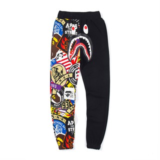 BAPE PATCHED SHARK SWEAT PANTS badge shark