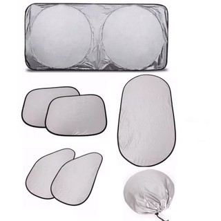 ม่านบังแดดรถยนต์ 4 ด้าน 6 ชิ้น จำนวน 1ชุด 6pcs Car Sunshade Auto Sun Visor Folding