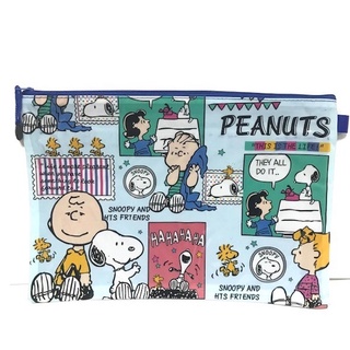 SNOOPY  PEANUTS  BLUE  ซอง เก็บเอกสาร กระเป๋าเอกสาร ซองเอกสาร ลาย  SNOOPY  PEANUTS  BLUE  สนูปปี้ งานตาข่าย 2 ซิป 2 8118