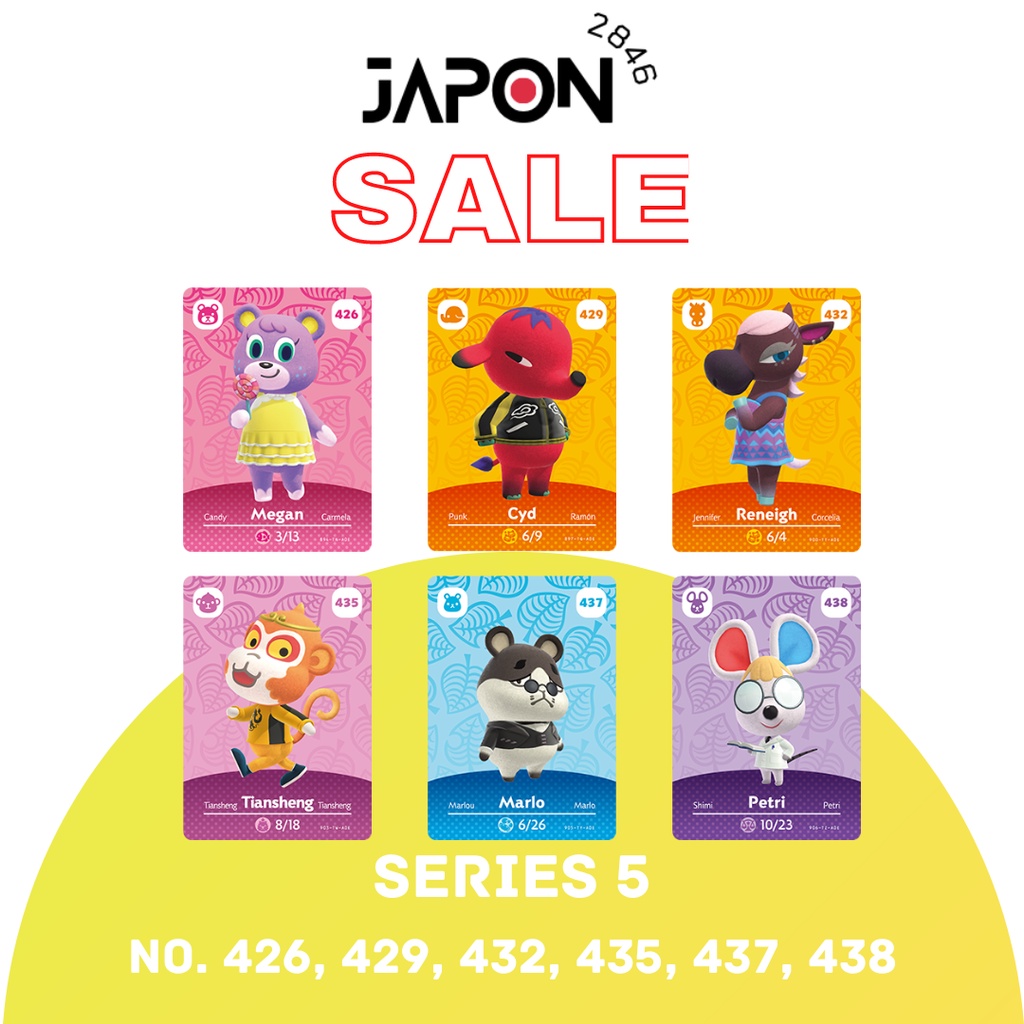 Animal Crossing Amiibo cards Series 5 ของแท้ No. 426, 429, 432, 435, 437, 438