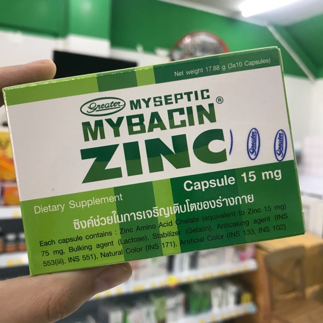 Mybacin zinc 30 capsules มายบาซินซิงค์ 30แคปซูล