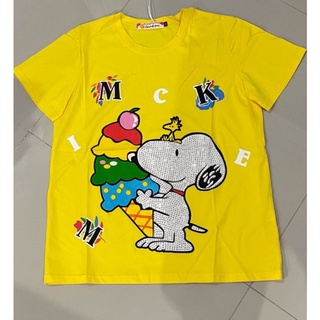 Good dayเสื้อยืดแต่งลายการ์ตูน ปักรีดเพชร ปักการ์ตูน ลายคมชัด ผ้านิ่ม สีสดใส