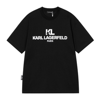 เสื้อยืดแขนสั้นลําลอง ผ้าฝ้าย พิมพ์ลายโลโก้ตัวอักษร Karl Lagerfeld ขนาดใหญ่ แฟชั่นสําหรับผู้ชาย และผู้หญิง ไซซ์ S-5X