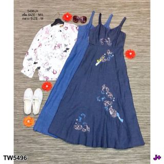 TW5496 Set 2 เสื้อชีฟองแขนยาว+เอี๊ยมกระโปรง