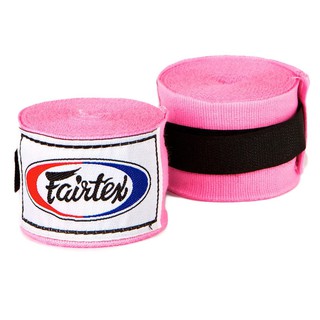 Fairtex ชมพู แฟร์เท็กซ์ ผ้าพันมือแบบยืด คอตตอนไนลอน ยาว 180"  ฺPink Hand Wraps Elastic Nylon Cotton ชกมวย ออกกำลัง