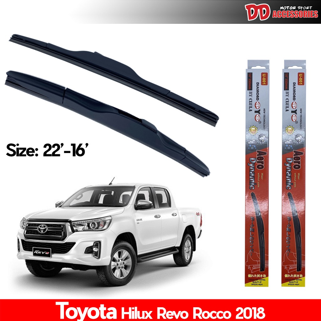 ใบปัดน้ำฝน ที่ปัดน้ำฝน ซิลิโคน ตรงรุ่น Toyota Revo Rocco 2018 ไซส์ 22-16 ยี่ห้อ Diamond กล่องแดง