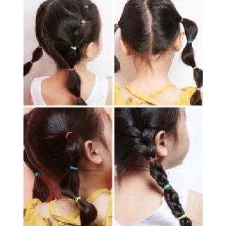 พร้อมส่ง!! ยางรัดผม หนังยางรัดผม เส้นเล็ก สำหรับเด็ก แฟชั่น แบบยืด ถุงใหญ่ (คละสี)