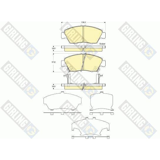 Girling ผ้าเบรคหน้าฮอนด้า Honda Civic 94,City, City '08, Jazz '08, 6130859-1/Tอะไหล่Honda ,อะไหล่Civ