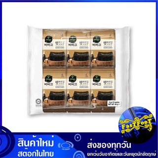 สาหร่ายเกาหลีปรุงรส 4 กรัม (12ชิ้น) บิบิโก  Bibigo Roasted seaweed สาหร่าย สาหร่ายเกาหลี สาหราย สาราย สาร่าย สาหร่ายแห้ง