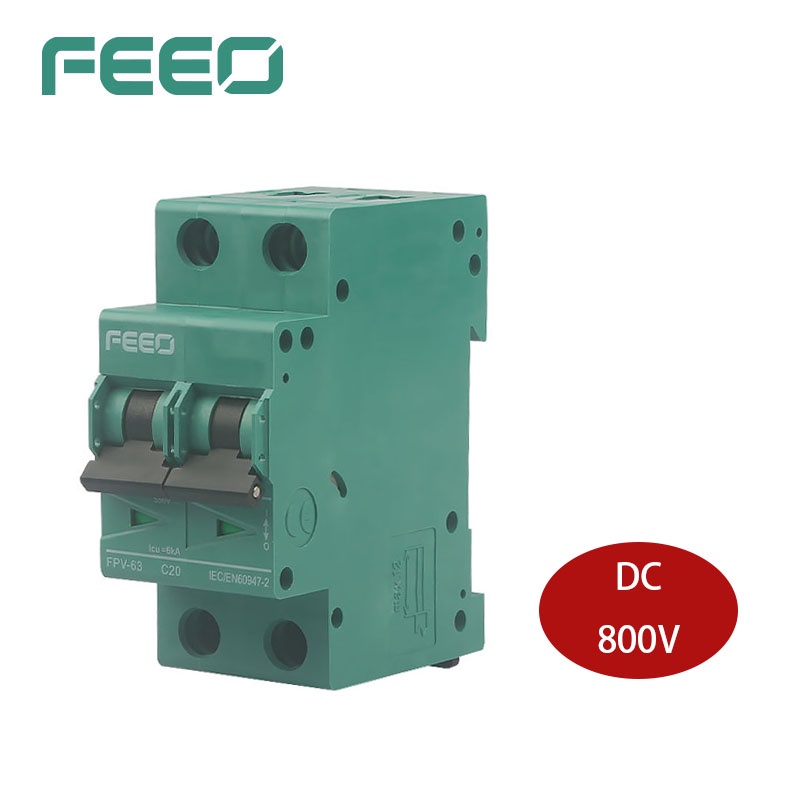 FEEO FPV-63 2P 800VDC 6A 10A 16A 20A 25A 32A 40A 50A 63A DC MCB Solar Mini Circuit Breaker PV Switch for Solar Protectio