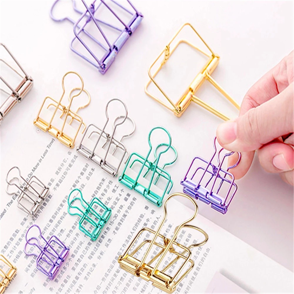 [สุ่มสี] [คลิปโลหะกลวง แบบพกพา ขนาดเล็ก] [คลิปหนีบกระดาษ ที่คั่นหนังสือ จดหมาย ประกบ หลากสี] [อุปกรณ์เครื่องเขียนสํานักงาน โรงเรียน]