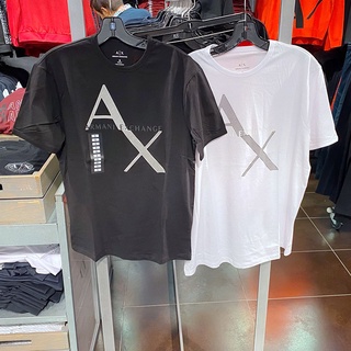 [S-5XL]Ax Armani Exchange เสื้อยืดลําลอง ผ้าฝ้าย แขนสั้น คอกลม พิมพ์ลายโลโก้ตัวอักษร ขนาดใหญ่ สําหรับผู้ชาย