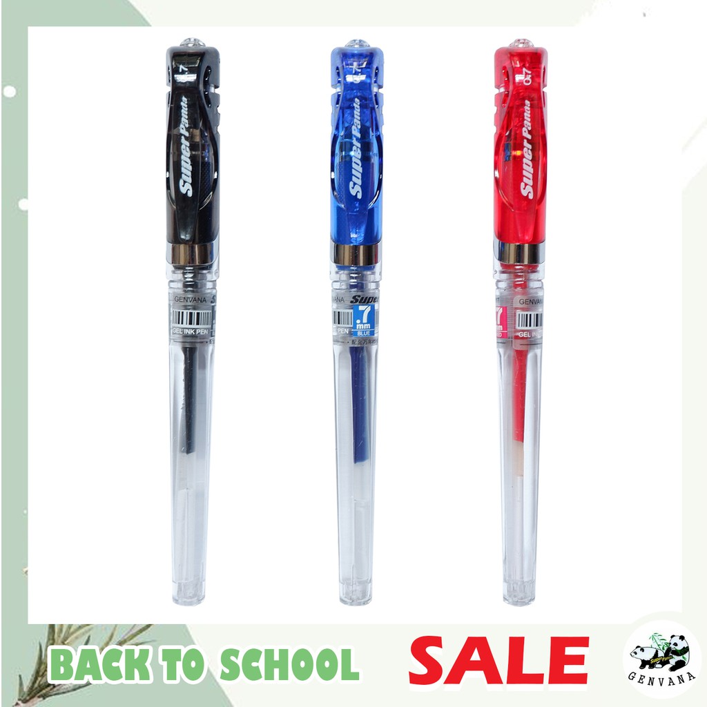 ปากกาเจลแบบกด 0.7 3สี Super panda GENVANA (G-1219) ปากกา