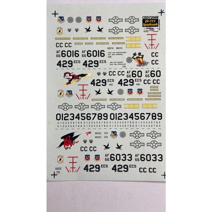 CUTTING EDGE CED72048 EF-111A Nose Art พิเศษ 1/72 - DECAL