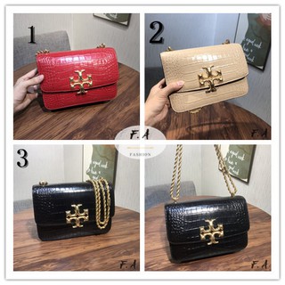 F.A (ของแท้ 100%) Tory Burch ELEANOR กระเป๋าหนัง  ออร์แกนลายจระเข้  กระเป๋าสะพายข้างผู้หญิง Dual-purpose strap