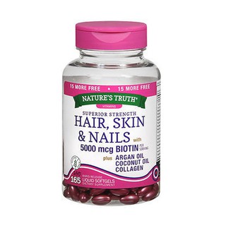 Nature's Truth Superior Strength Hair, Skin & Nails with 5000mcg Biotin ...