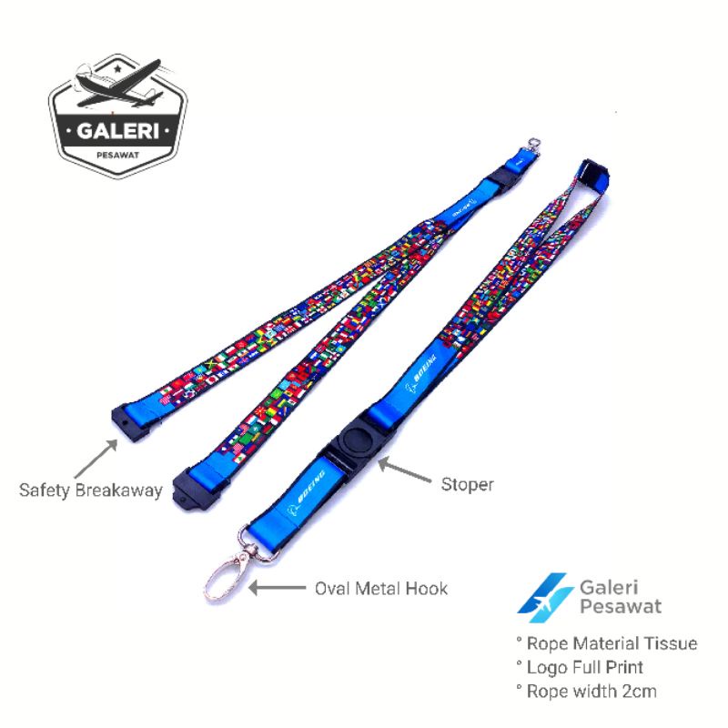 GANTUNGAN BOEING WORLD NATIONAL FLAGS สายคล้องบัตร