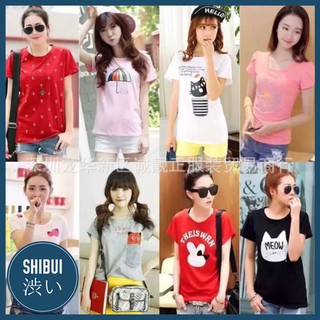 SHIBUITH (10 ตัว) เสื้อยืดแฟชั่น  free size ผ้าฝ้าย 100% ขายส่ง