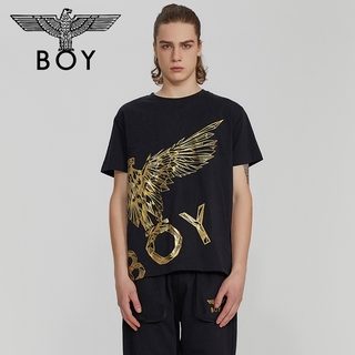 Boylondon Geometry Bronzing Eagle Print Loose T-shirt Mens Womens Clothing T-shirt