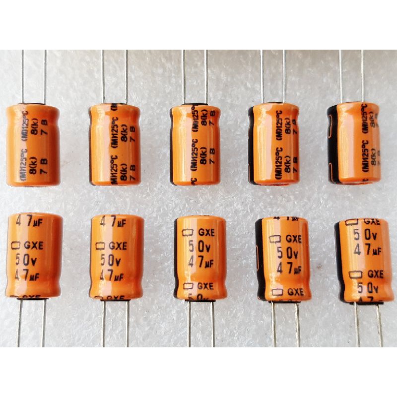 NCC Nippon Chemi-con GXE 47uf 50v 125° capacitor ตัวเก็บประจุ คาปาซิเตอร์ระยะขา 5 มม mm