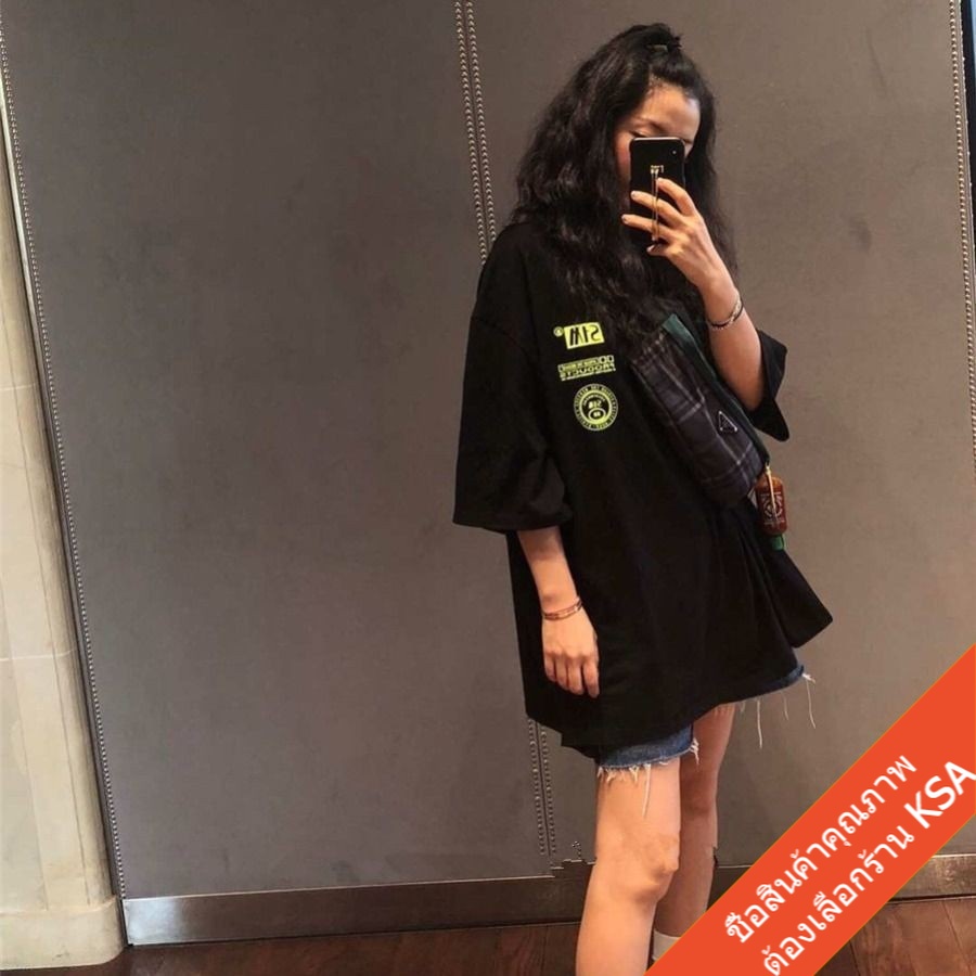 KSA พร้อมส่ง เสื้อยืดผู้หญิงโอเวอร์ไซส์  oversize เสื้อผ้าสไตล์เกาหลี เสื้อคอกลมแขนสั้นแฟชั่นสตรีท คู่รักวัยรุ่น - รูปที่ 6