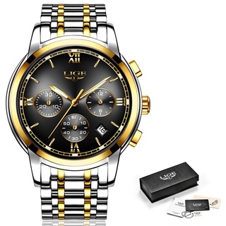 Montre Homme Watch Men Luxury Brand LIGE Chronograph Men Sport Watch Waterproof Full Steel Quartz Men