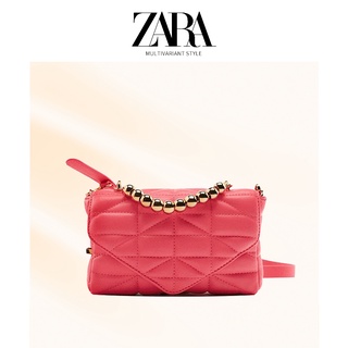 Zara กระเป๋าถือ กระเป๋าสะพายไหล่ ประดับลูกปัด ไข่มุก สําหรับสตรี