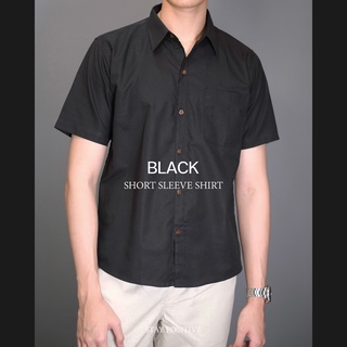 เสื้อเชิ้ตคอปก แขนสั้น SHORT SLEEVE SHIRT สีดำ(Black)