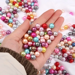 3/4/6/8/10 มม.ABS No-Hole เลียนแบบลูกปัดมุกที่มีสีสันรอบลูกปัด DIY Craft Filler สําหรับครีมกาวเคสโทรศัพท์ตกแต่ง