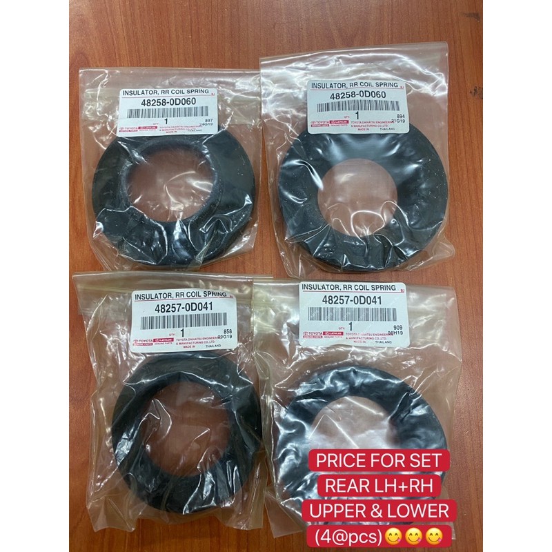 TOYOTA YARIS VIOS NCP93 (2008-2013) PRIUS C REAR COIL SPRING RUBBER SET (4@pcs) 48257-0D041 + 48258-