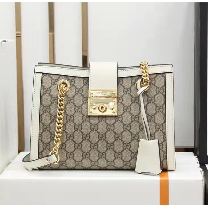 (Original order) ของแท้ 100% Gucci/GG498156 Padlock series tote bag/chain bag handbag