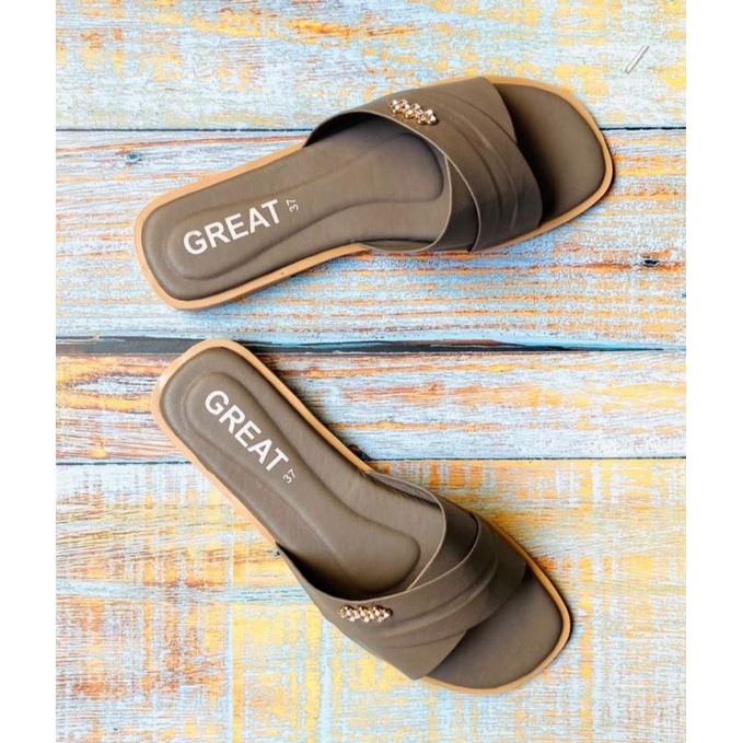GREAT-A166 รองเท้าแตะผู้หญิง ไซส์ใหญ่ รองเท้าแฟชั่น วัสดุ PUหนังนิ่ม สินค้าไทย รับประกันคุณภาพ ไซส์ครบ 36-45