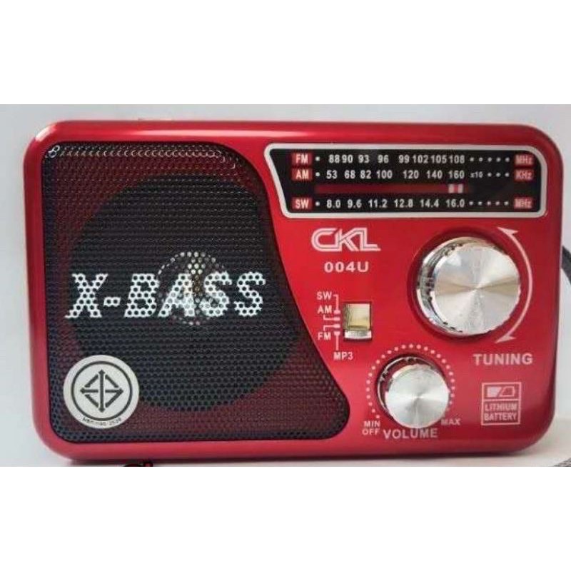 วิทยุลำโพง รุ่น 004U รับสัญญาณวิทยุ AM/FM/SD/MP3/TF/USB/AUX