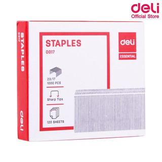 Deli 0017 ลวดเย็บกระดาษเบอร์ 23/17 (120 Sheets) เย็บได้ 1,000 ครั้ง (จำนวน 1 กล่อง) ลวดเย็บ แม็ค แม็ก อุปกรณ์สำนักงาน