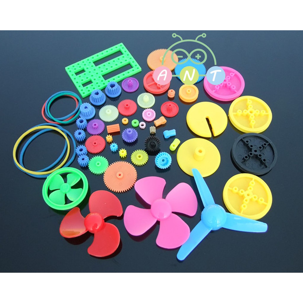 พร้อมส่งColorful DIY 55 kinds of plastic gears package, Gearbox toy
