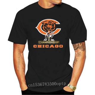 เสื้อยืดผ้าฝ้ายพิมพ์ลาย เสื้อยืดคอกลม ผ้าฝ้าย ทรงหลวม ลายทีม Nfc North Chicago Bear สีดํากรมท่า สําหรับผู้ชาย ไซซ์ S-3Xl