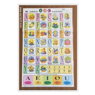 kidtuk โปสเตอร์หัดอ่าน โปสเตอร์การเรียนรู้ ABC กขค ตัวเลข สระ วรรณยุกต์ ภาพประกอบการศึกษา บรรจุกล่อง