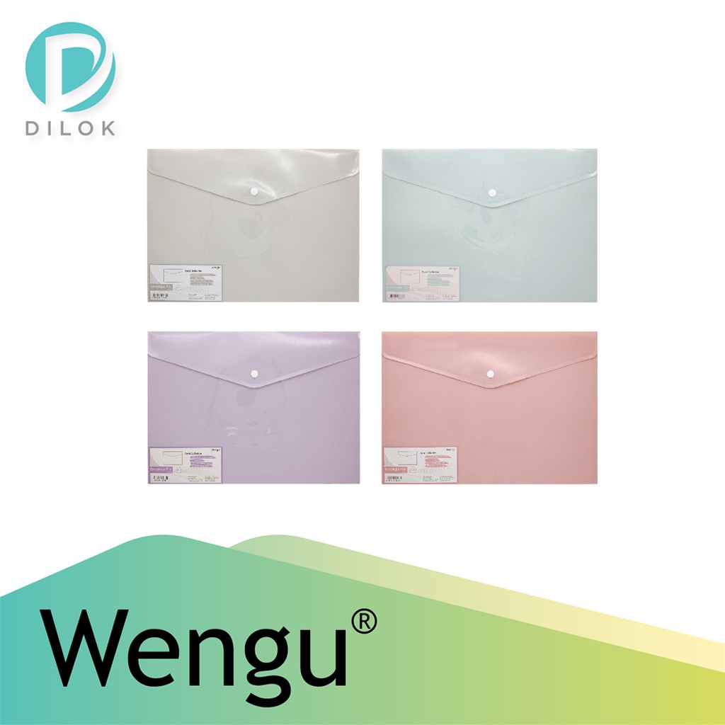 WENGU แฟ้มกระดุมพาสเทล ขนาด A4 ใส่เอกสารได้อย่างปลอดภัย กันน้ำ กันรอยพับ FB526-034