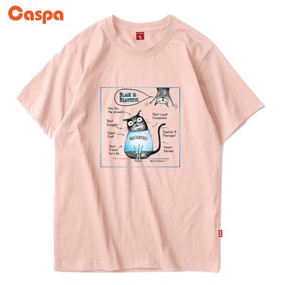 Caspa เสื้อยืดสกรีน ลายเเมวเหมียว เสื้อคอกลมแขนสั้นผ้าฝ้าย แฟชั่น วัยรุ่น - M470T