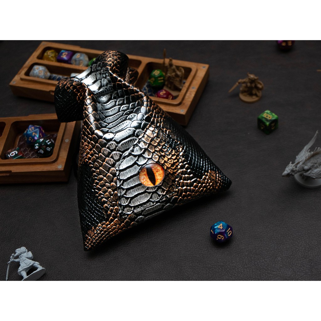 Dragon Eye Dice Bag Black Orange Silver High Quality Dice Bag