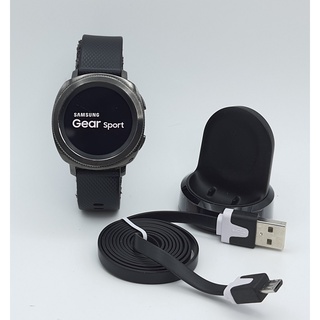 นาฬิกา SAMSUNG GEAR SPORT (5E91) GUNMETAL พร้อมแท่นชาร์จและสายชาร์จ (มือสอง) #S90