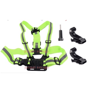 สายคาดหน้าอกรุ่นสีเขียว(มีแถบสะท้อนแสง) สำหรับกล้องGOPRO กล้องแอคชั่น