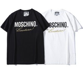 เสื้อยืดแฟชั่น Unisex ผ้าฝ้ายพิมพ์ลาย Moschino